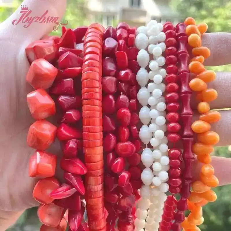 

Natural Coral Freeform Stone Beads For Necklace Bracelets Earring Jewelry Making Spacer Strand 15 Inches DIY Loose Beads