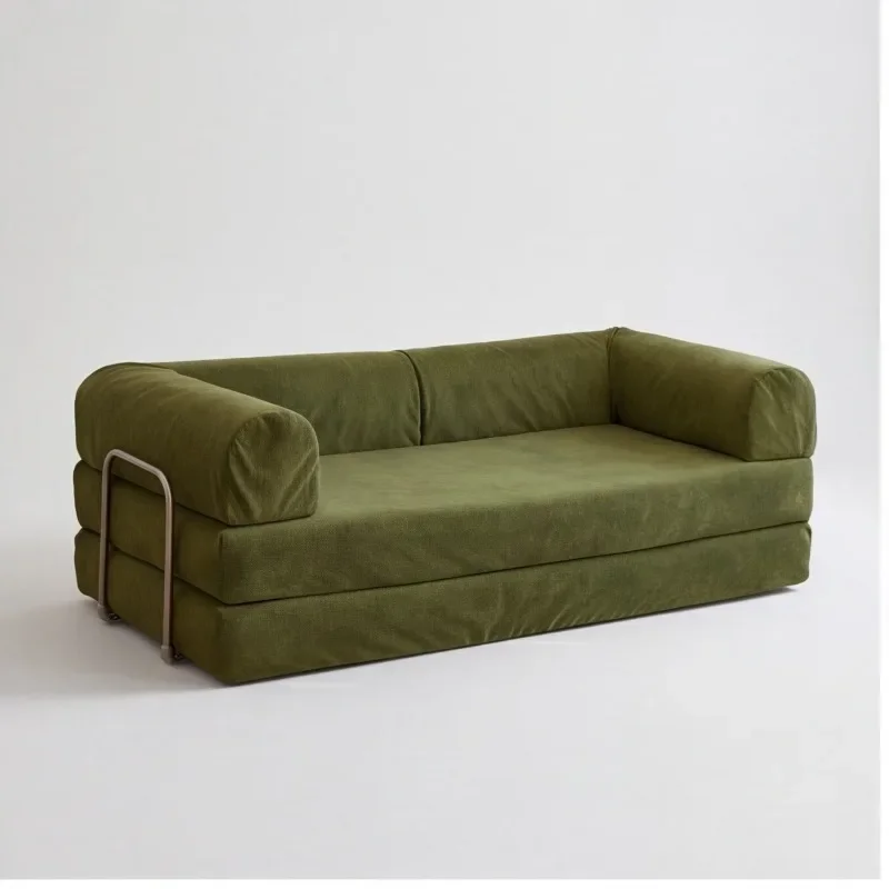Retro fabric compression sofa, small apartment sofa, living room foldable sofa bed