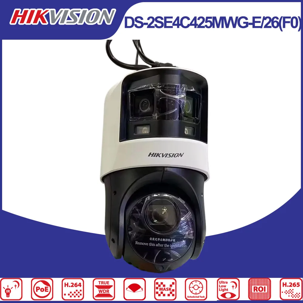 Hikvision DS-2SE4C425MWG-E/26(F0) TandemVu 6+4MP 25X Zoom PTZ IP Camera ColorVu IR 100m White Light 30m AcuSense PoE+ Security