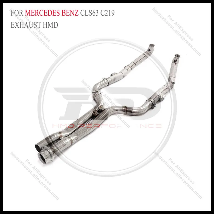 

HMD Exhaust System High Flow Performance Downpipe for Mercedes Benz AMG CLS63 C219 Car Accessories With Catalytic Header