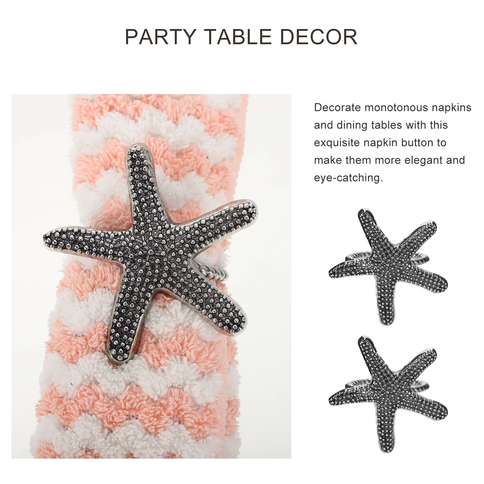 

4 pcs Alloy Ring Ocean Style Elegant Table Party Decor Wedding Buckle Reusable Napkin Clasp Banquet Table Accessories