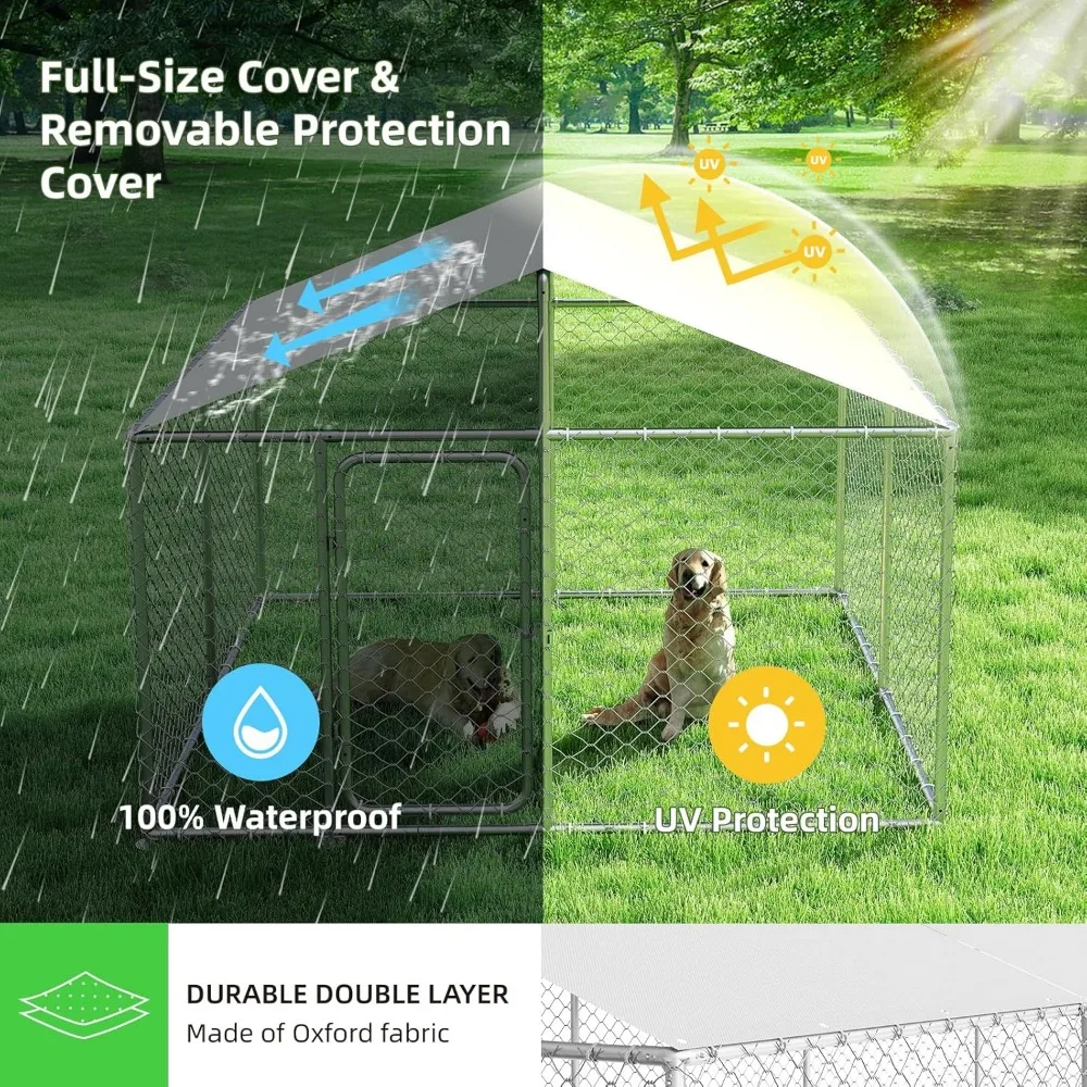 Heavy Duty Outdoor Dog Kennel 93x93IN Waterproof Cover Security Lock Enclosure for Large Dogs