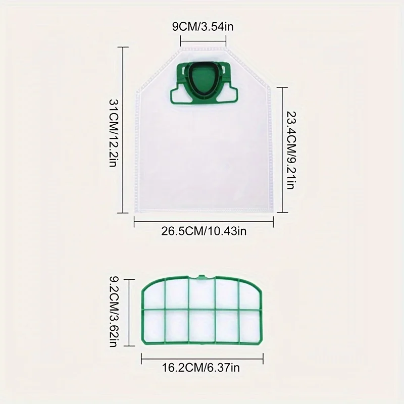 10 عبوات من أكياس المكنسة الكهربائية VK200 البديلة لمرشح Vorwerk Kobold VK200 FP200، ممتاز مناسب لمعان الحساسية