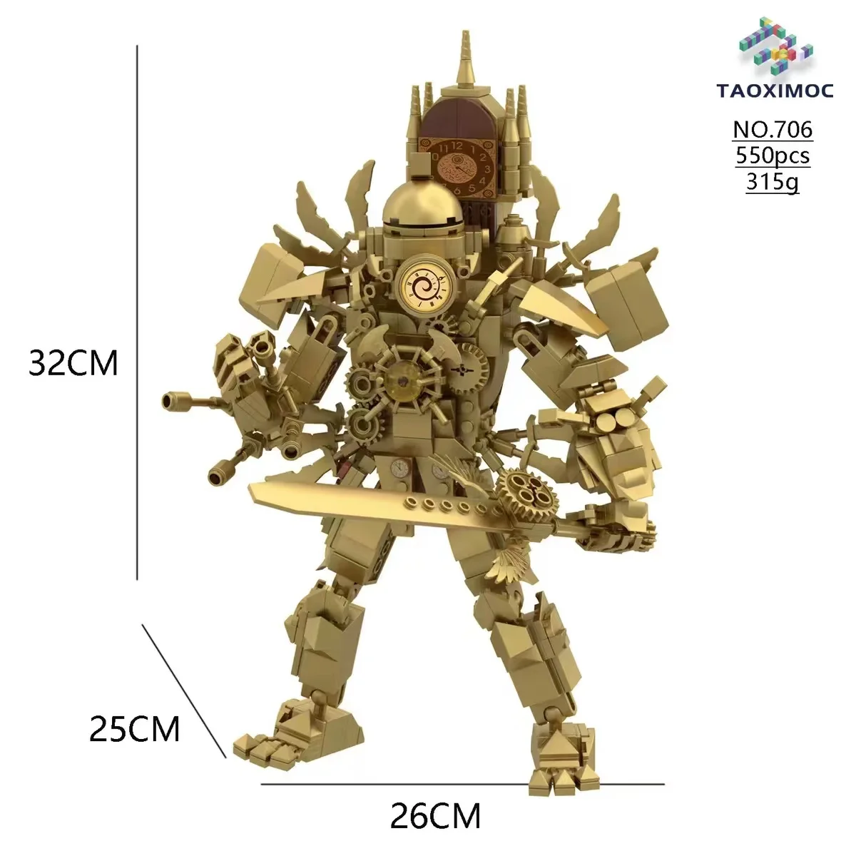 New in Skibidi Building Block Horror Game chariot gilding Man Cartoon Doll Toilet Titan Clock Model Kids CHristmas Birthday Gift