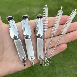 3-in-1 Multifunctional Cleaning Tool Kit  Smoking Pipe Tube Cleaner with Knife Press Rod Pick Rod Scraping Spoon With brush