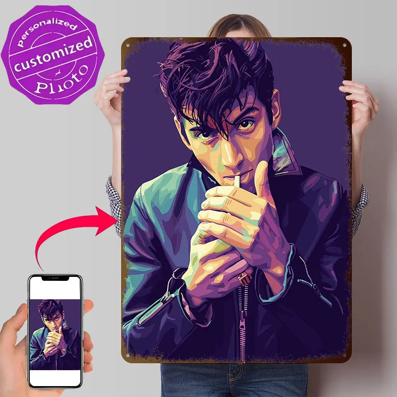 Alex Turner Acendendo um Cigarro - Pôster de Metal Texturizado 3D Personalizado, Arte de Parede, Placas de Metal Vintage para Decoração de Casa e Quarto