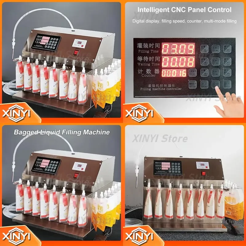Automatic Liquid Filling Machine for Spout Pouch and Stand Up Bottle Quantitative Filler Two In One with 6 8 12 16 Nozzles