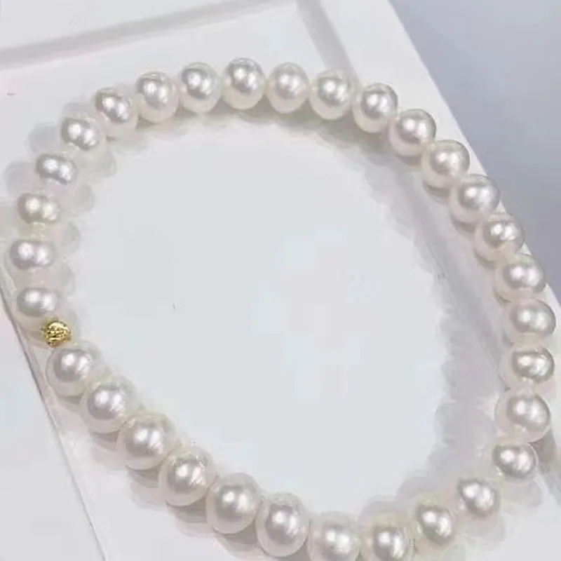 18k gold 5-6mm Zhuji Freshwater Natural Pearl Bracelet Niche Design Pearl Bracelet Jewelry Gift Bracelet Women's Hot Sale