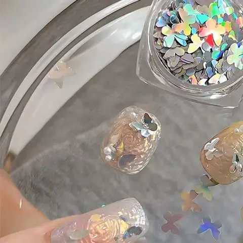 1 boîte de paillettes papillon pour ongles, Flash brillant, miroir, décoration de farine, Nail Art, bricolage, amateurs d'art des ongles