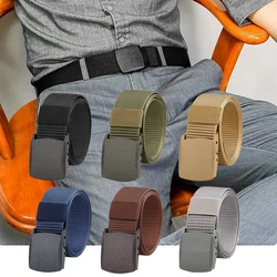 Metal Free Nylon Belt, MEN'S Tactical Woven Plastic Buckle Belt Outdoor Versatile Perforated Canvas Nylon Belt