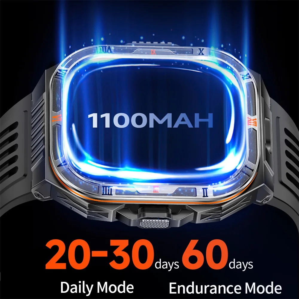 

Anti-fall Waterproof Health Sports Fitness Compass Smartwatch 1100mAh Battery LED Flashlight BT Call Outdoor Smart Watches