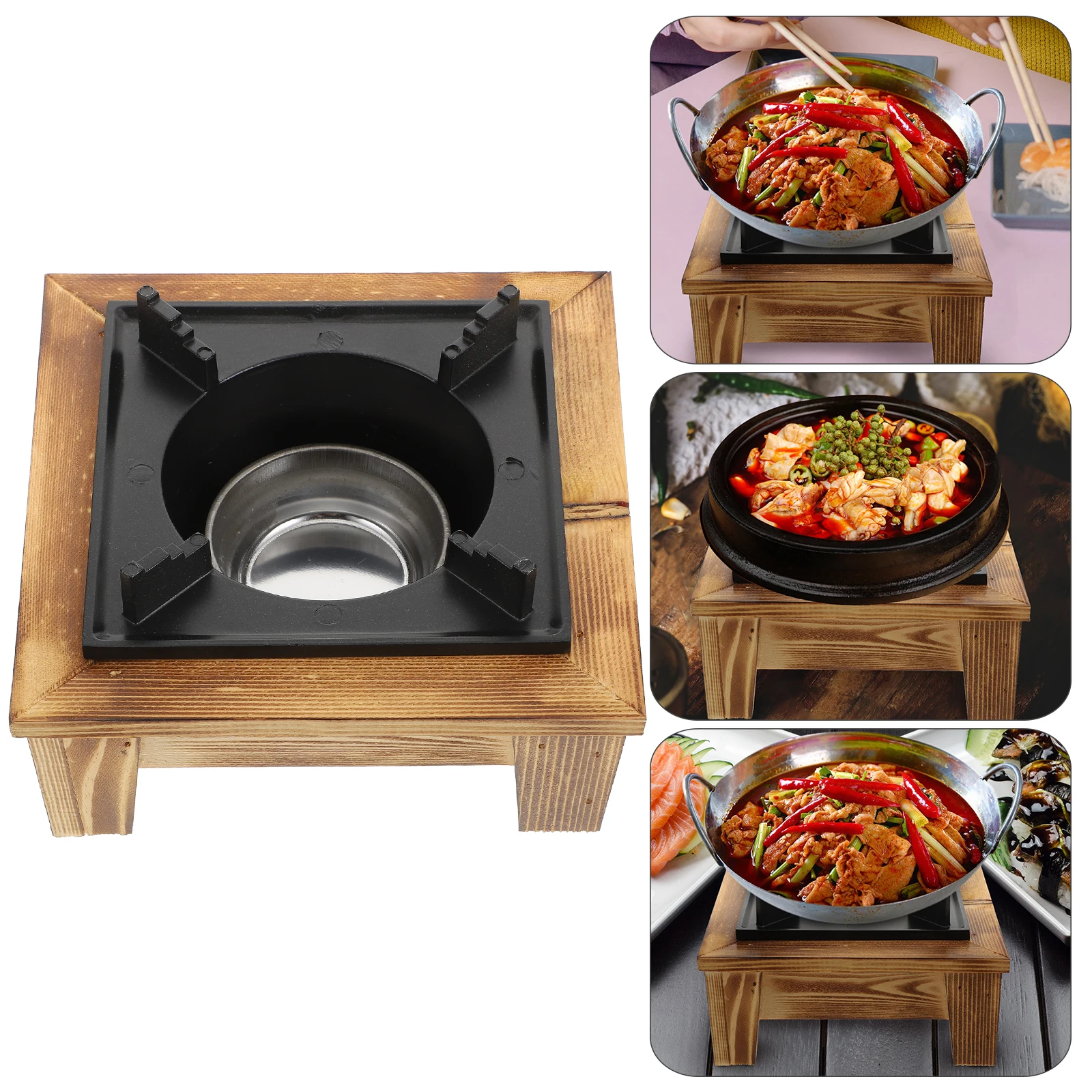 

Alcohol Stove Camping Portable Outdoor Burners Small Wood Frame Heat Isolation Cooking Stoves Accessories Practical