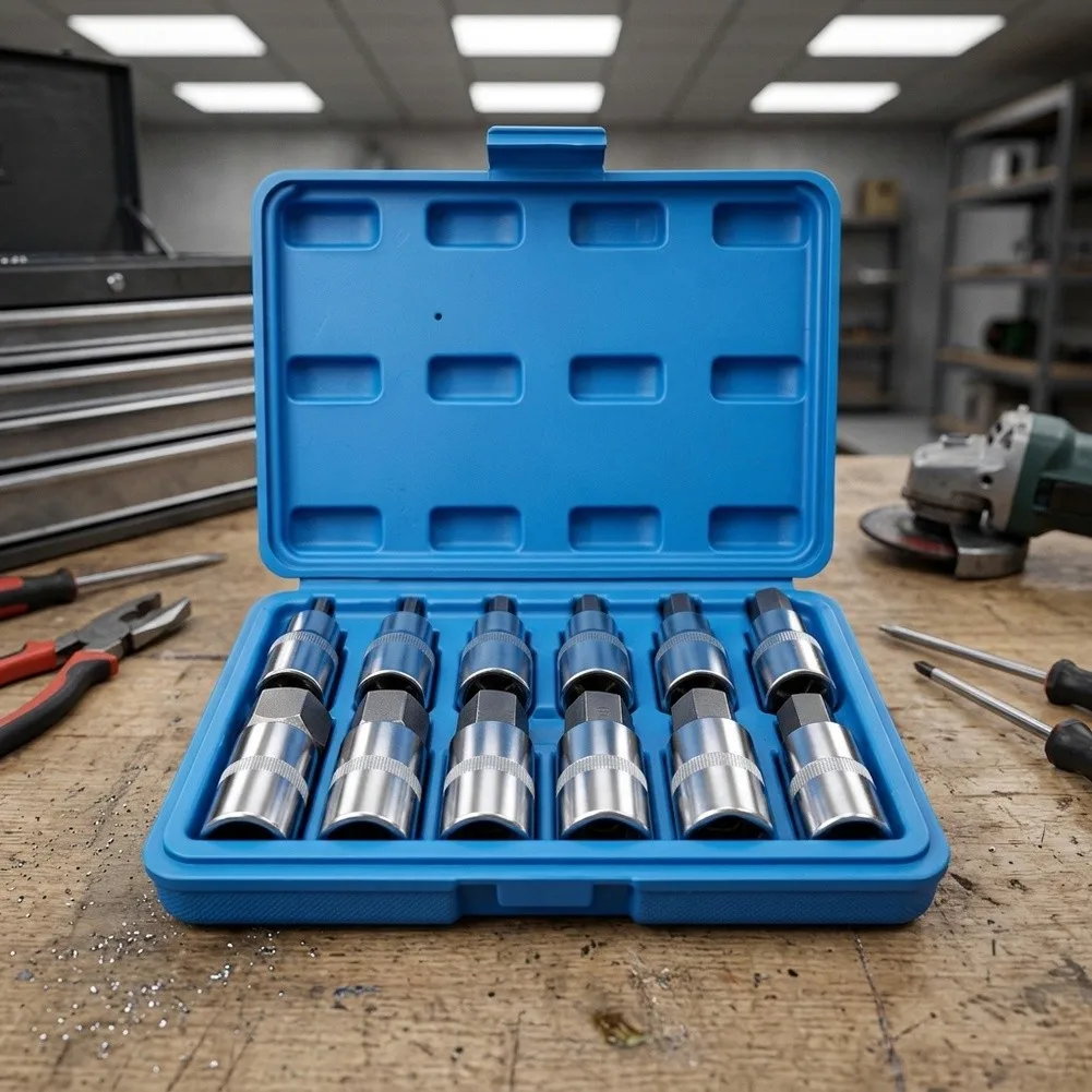 12pc Hex Bit Socket Set with Precision Ground Bits and Sockets for Exact Fit and Reduced Fastener Edge Damage Risk