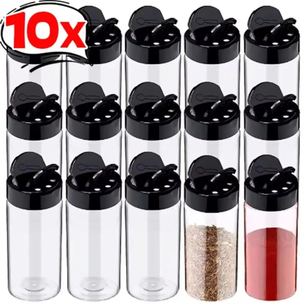 1Pcs with Butterfly Lids Labels Seasoning Bottle Double Cover 100ml-300ml BBQ Condiment Box Plastic Clear Spice Jars