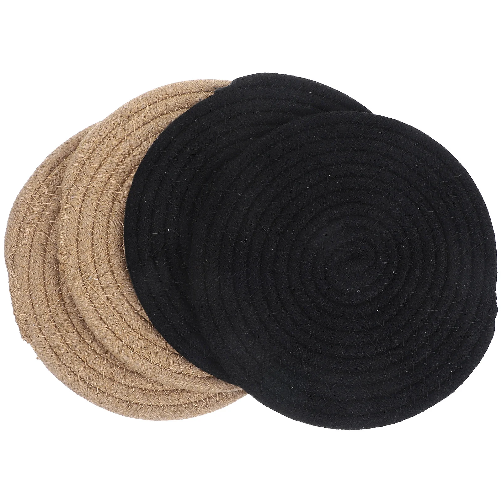 

4Pcs Cotton Woven Heat Resistant Non Slip Kitchen Table Mats Round Potholders Trivets Woven Potholder