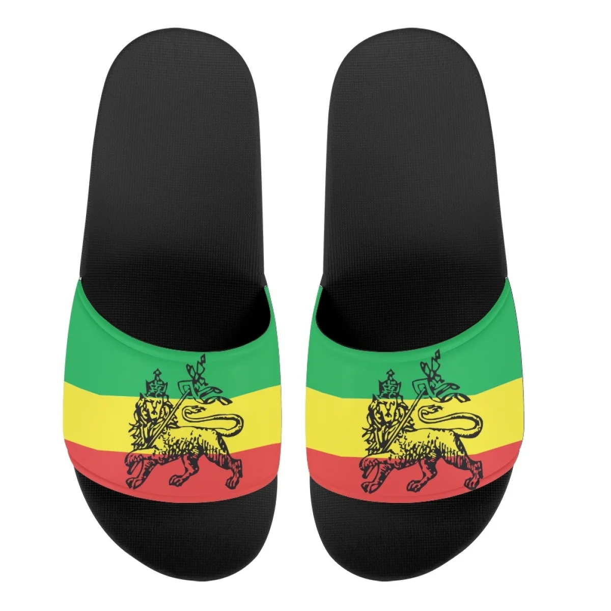 Golden Lion Pattern Casual Beach Slippers Ethiopian Flag Design Fashion Slippers Breathable Lightweight EVA Sandals Chaussure