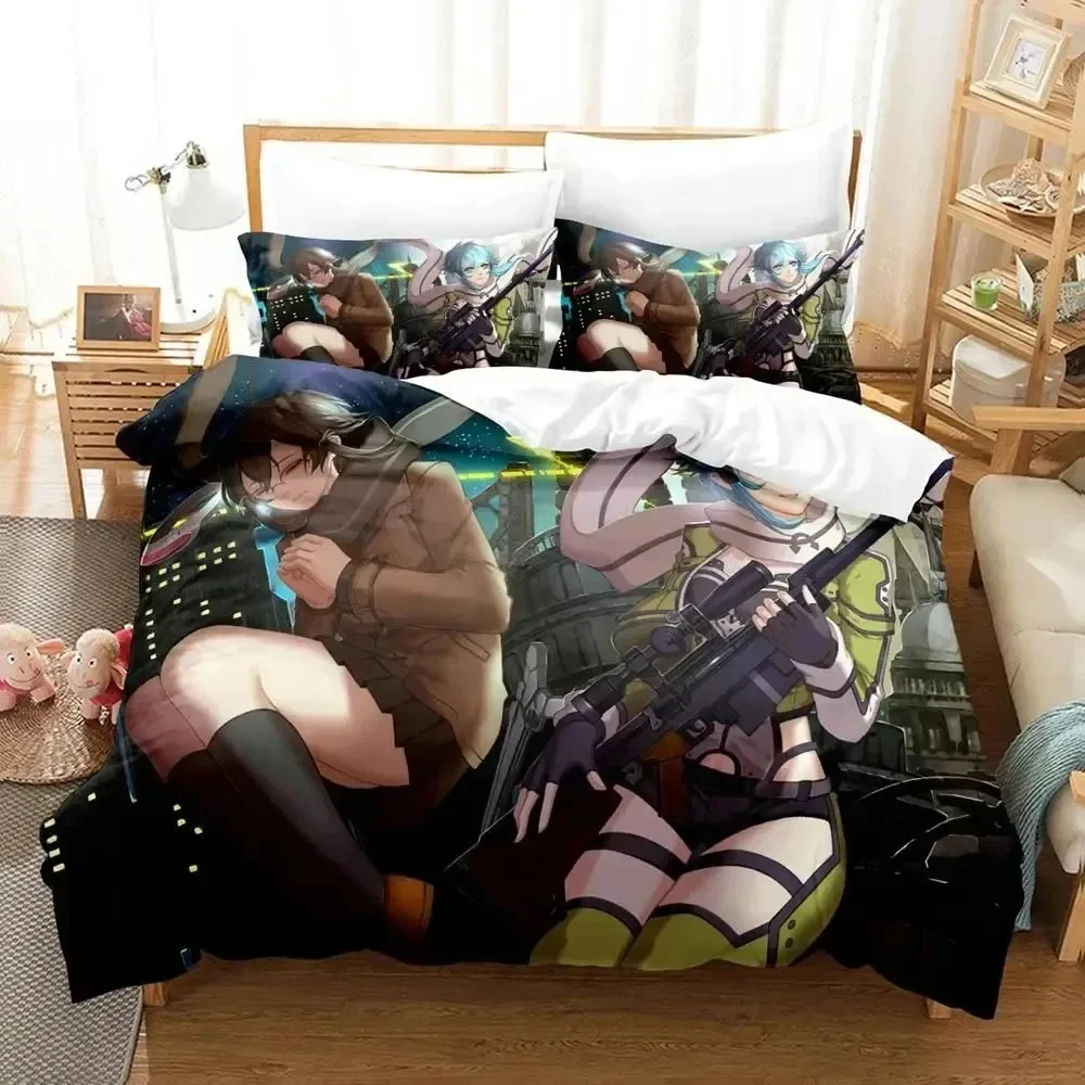 Anime Asada Shino Sword Art Online Bedding Set Duvet Cover Bed Set Quilt Cover Pillowcase Comforter king Queen Size Boys Adult