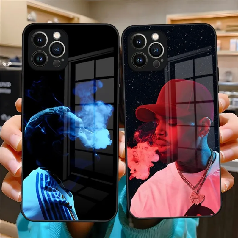 Chris Brown Rap Phone Case For Apple IPhone 14 Pro 12 11 13 Mini X XR XS Max 8 7 6 Plus SE 2020 Glass Design Back Cover