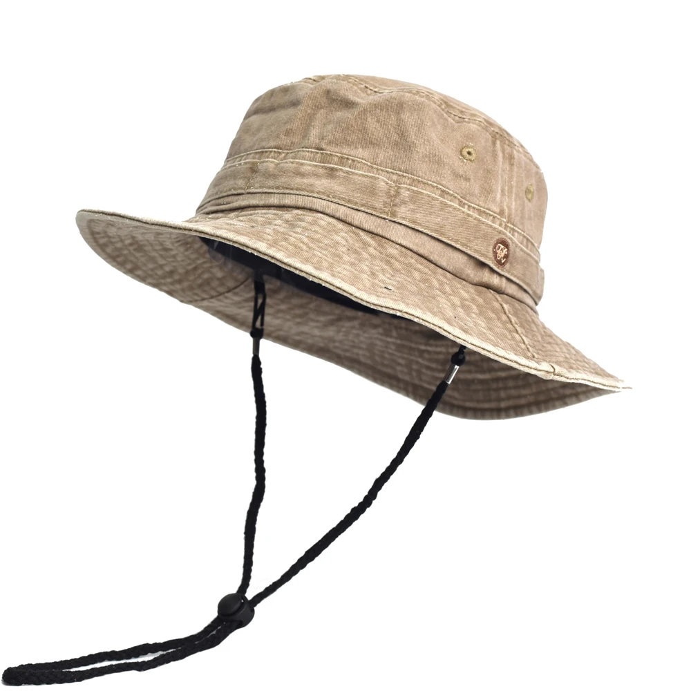 Sombreros de cubo de algodón lavado para hombres y mujeres, sombrero de Panamá, gorra de pesca y caza, gorras de protección solar, sombrero para el