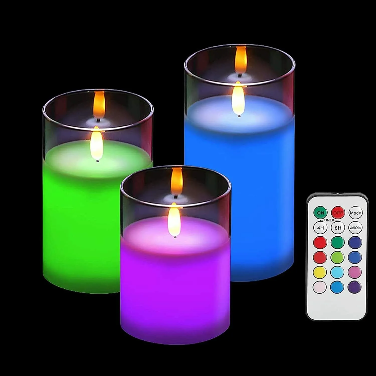 Candles with Remote Control Flameless Color Changing Pillar Candles  Battery Operated LED Flickering Candle Teen Room Decor