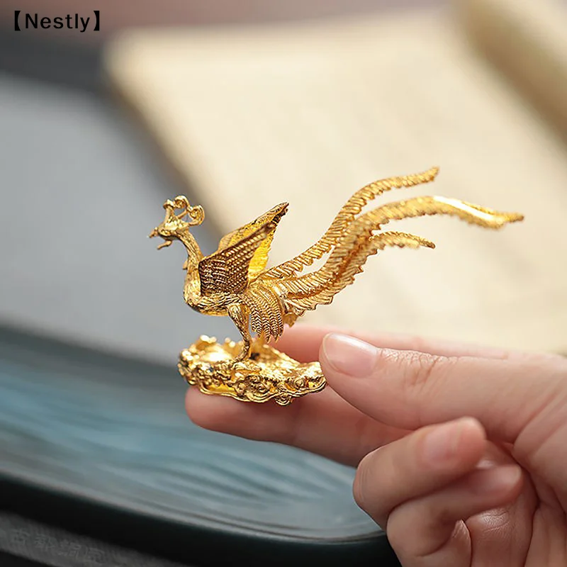 Lucky Spread Wings  Step On The Clouds Phoenix Incense Burner Figurine Ornament Home Decora Good Luck Phoenix Nird Statue〔Nest〕