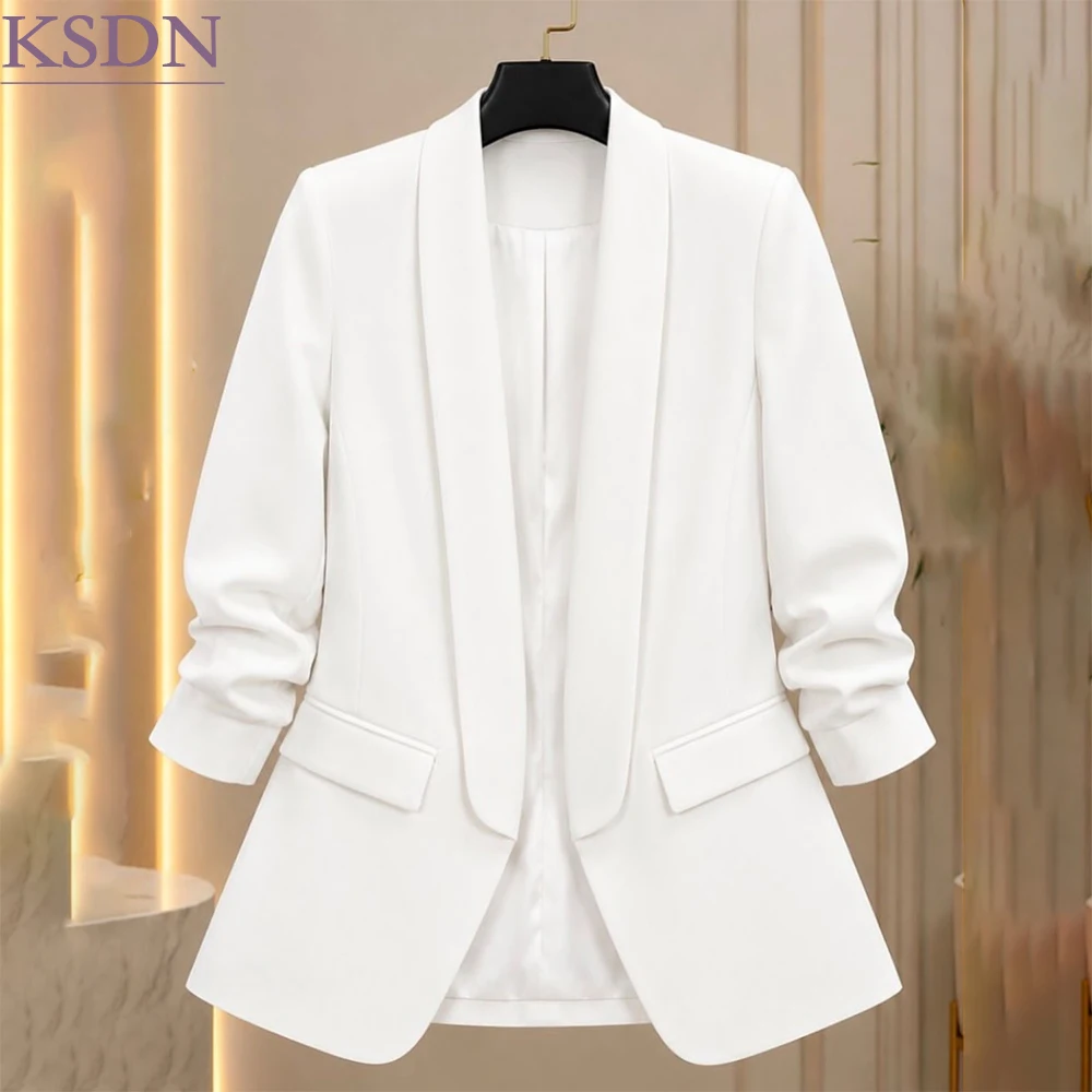 Customized Solid Color Women's Blazer Elegant Shawl Lapel 1 Piece Jacket Elegant Office Lady Female Clothing For Businss