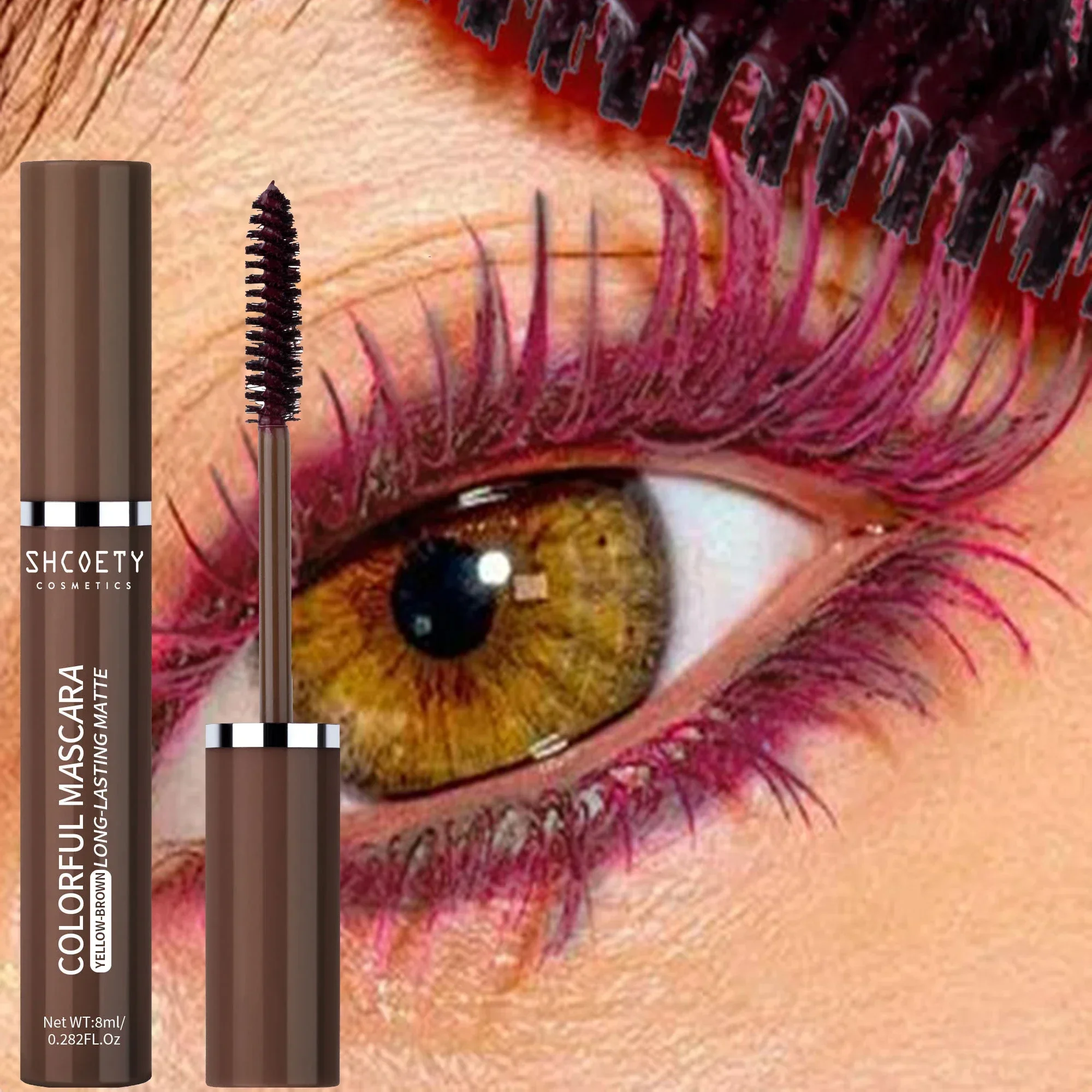 ماسكارا حليقة ألياف سميكة وصلات رموش ، مقاومة للماء ، لا تلطخ ، عيون زرقاء ، خضراء ، وردية ، سوداء ، ماكياج إطالة ، لون أحمر نبيذ