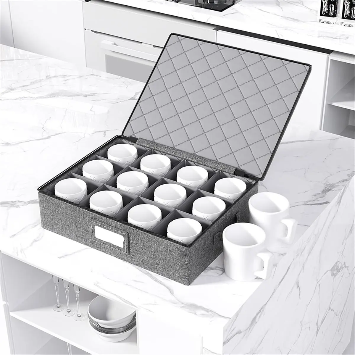 Cup and Mug Storage Boxes Coffee Mug Organizer with Dividers Hold 12 for Safe Packing and Moving