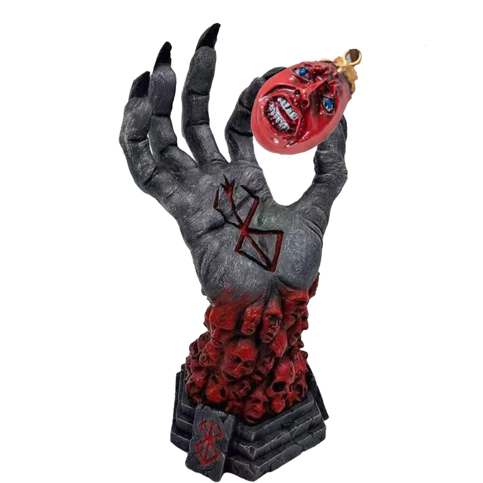 Berserk Figur Hand des Gottes Statue Anime Handgefertigtes Harz-Ornament Halloween Skelett-Figur Schreibtisch-Dekoration Gruselige Requisiten