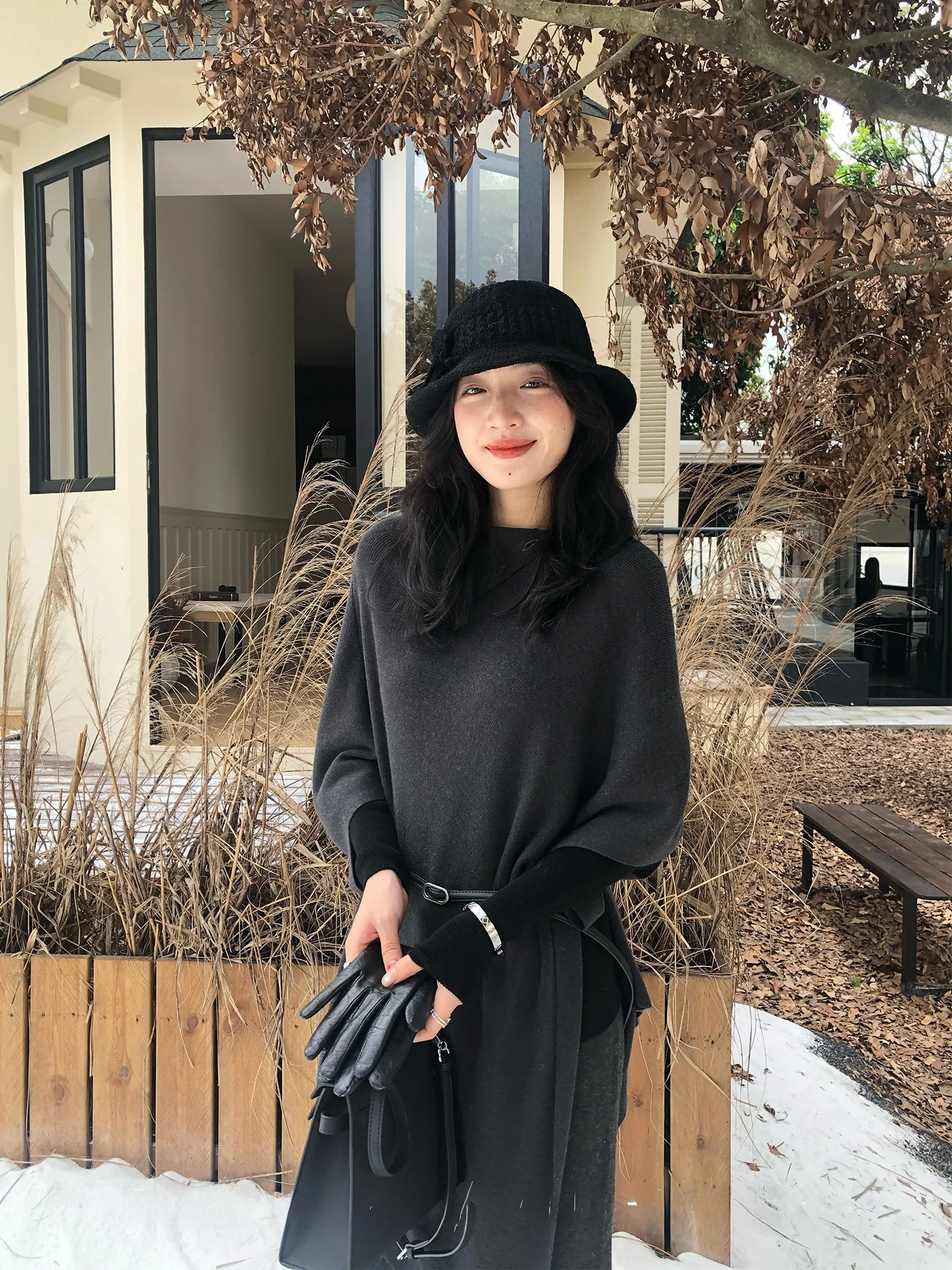 

Свободный шерстяной вязаный свитер с асимметричным рукавом «летучая мышь», винтажный, поэтичный, комфортный, универсальный, модный