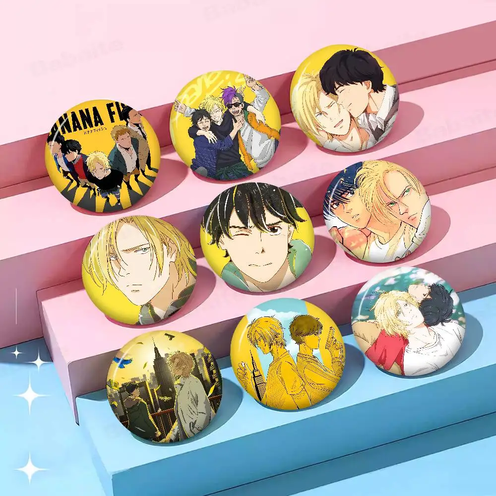 Anime Banana Fish Trio Creative Tinplate Soft Button Pins Animal Icon Brooch Lapel Backpack Badge Accessories Pin
