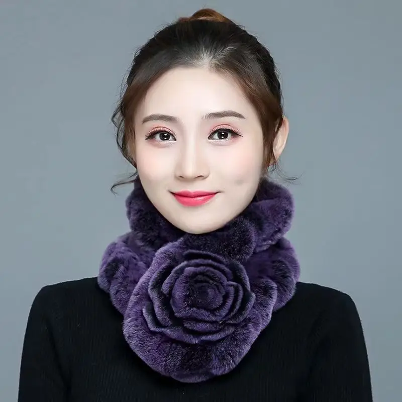 Autumn and winter women's 100% real otter rabbit fur woven scarf is warm, breathable and versatile women's scarf