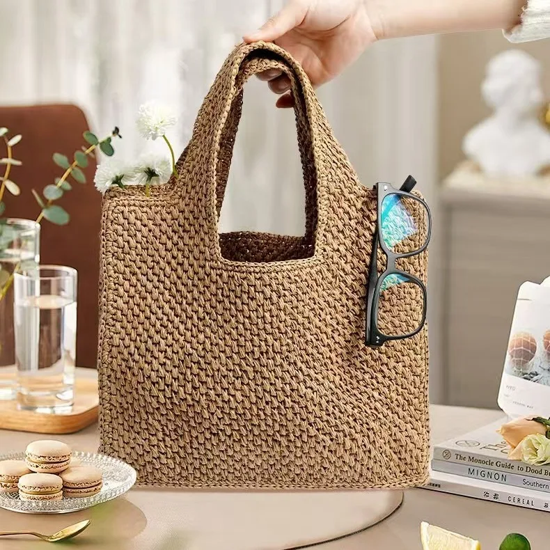 

Модная пляжная соломенная сумка, большая сумка через плечо, сумка-тоут, кошелек для женщин