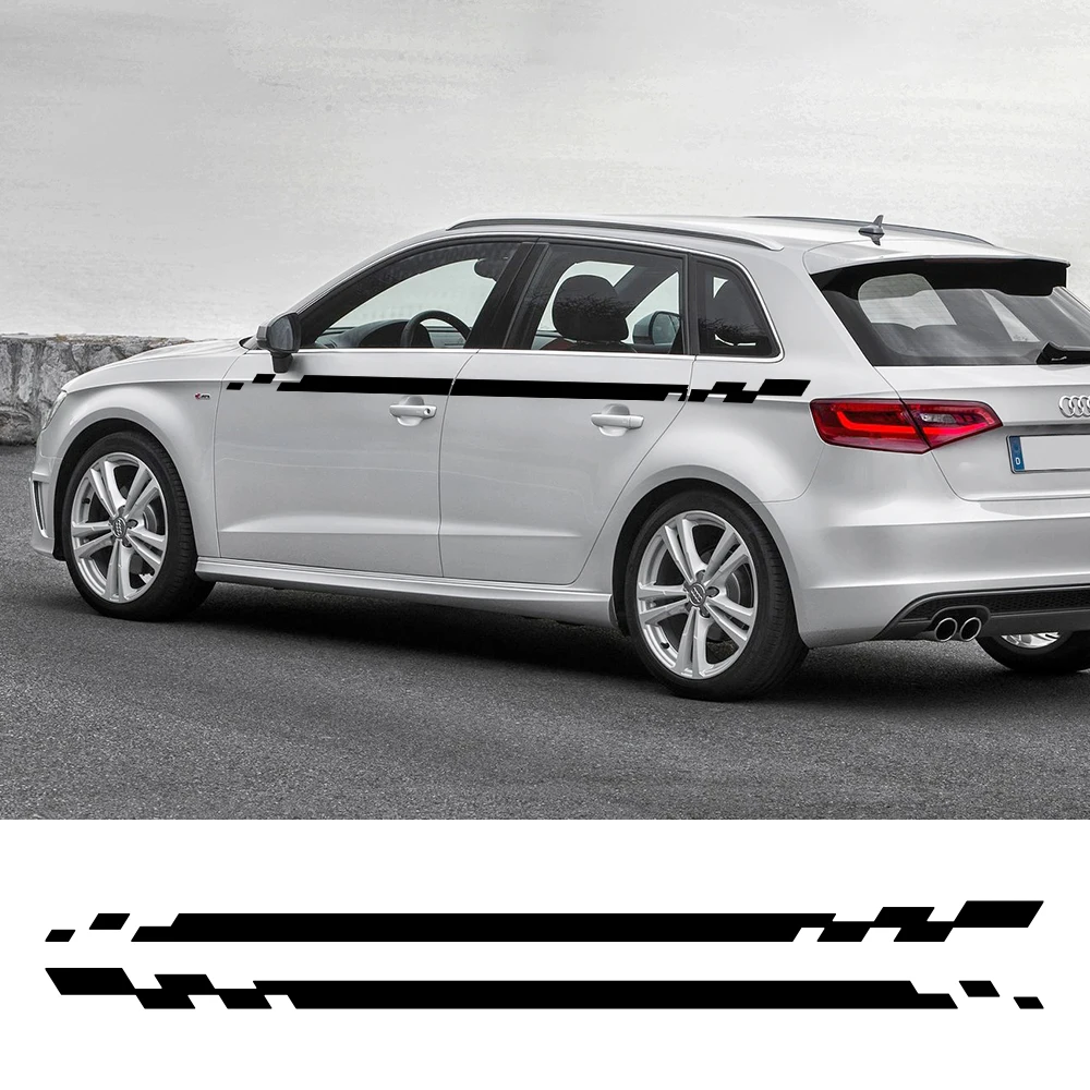 Car Side Door Sticker Skirt Trim Vinyl Decal Accessories For Audi A3 8V 8P 8Y 8L Sedan S3 TFSI Sportback Limousine Cabriolet TDI