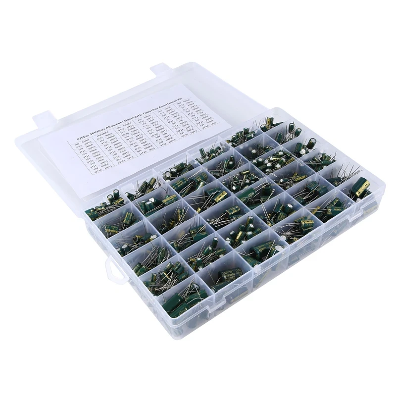 925 PCS Aluminum Electrolytic Capacitor High Frequency Inline Kit 36 Kinds Of Specifications Resistance Value Replacement