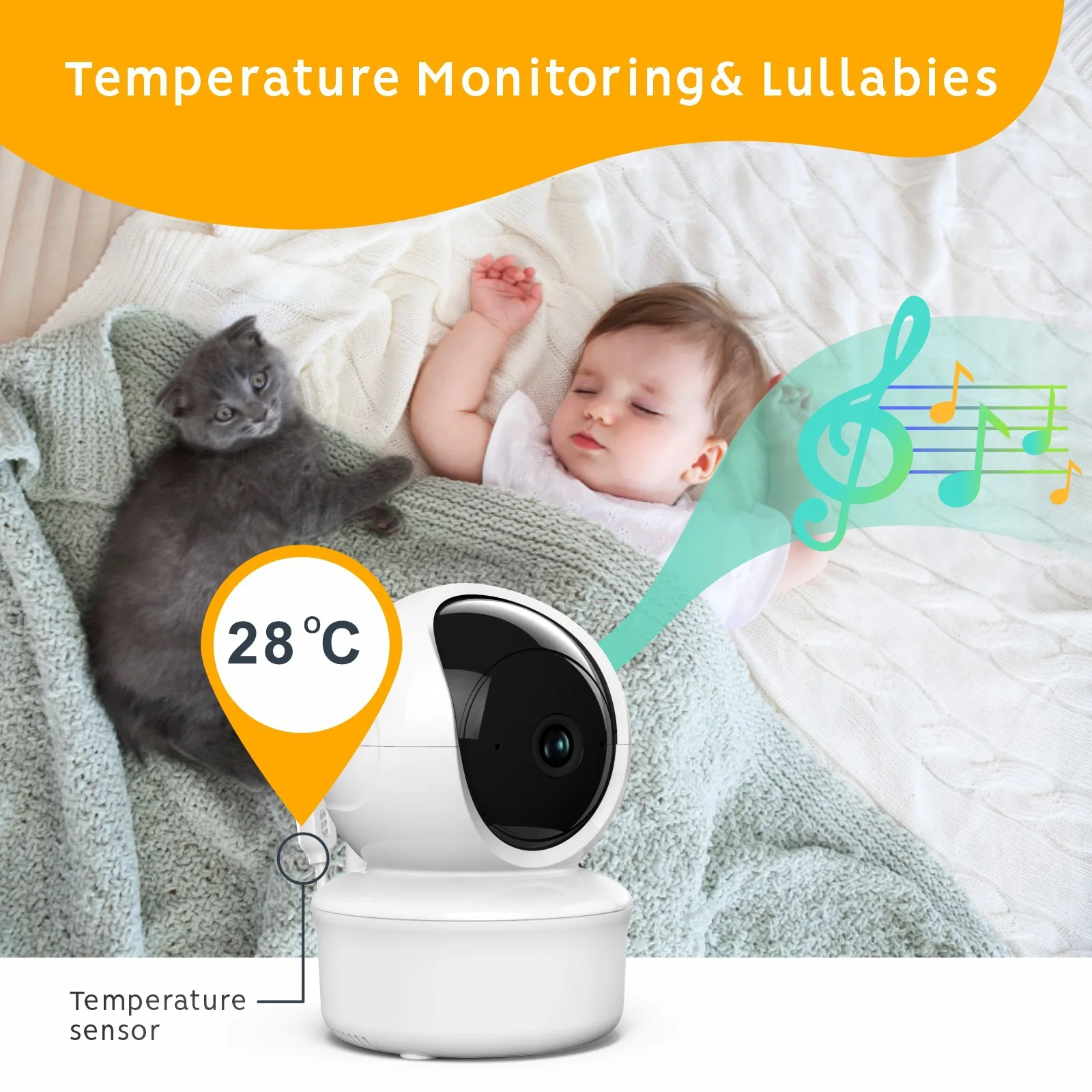 5 Inch Video Baby Monitor Mobile App and Monitor Dual Control Mother Kids 4x Zoom Babysitter 2-way Audio Surveillance CloudEdge