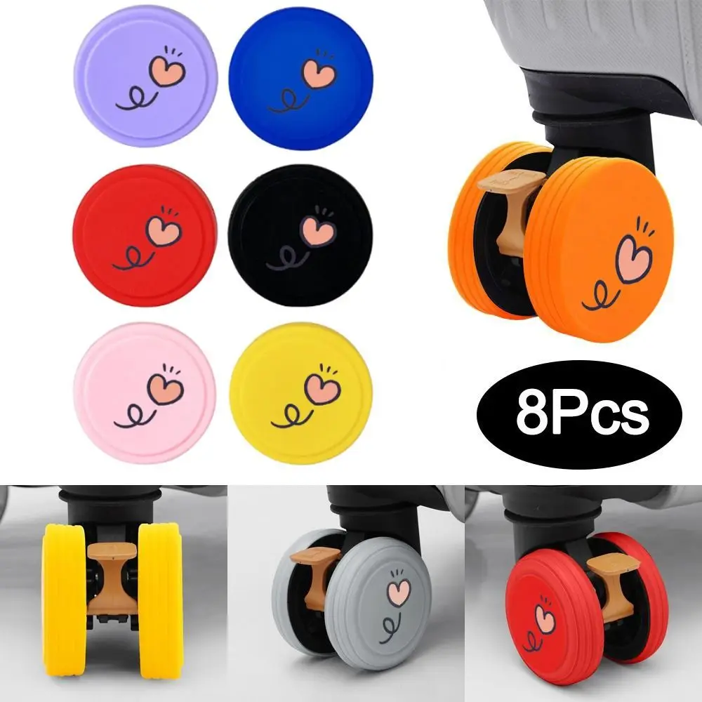 

8 шт., силиконовый защитный чехол на колеса для багажа, противоскользящая амортизирующая обувь на колесиках для багажа, уменьшает шум, уменьшает износ колес