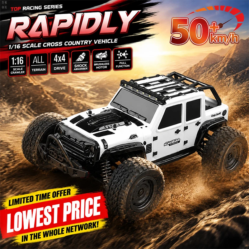Nwe 1:16 50-80KM/H 4WD RC Car With LED Remote Control Cars High Speed Drift Monster 4x4 Truck for Kids VS 144001 Toys