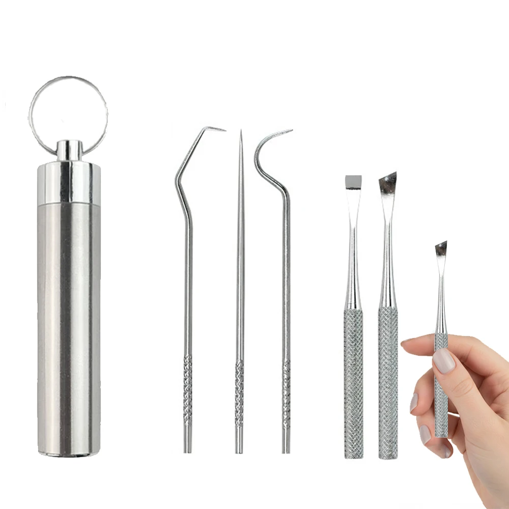 Reusable Stainless Steel Toothpick Set - Portable Oral Cleaning Tool for Travel & Home Metal Toothpick Combo