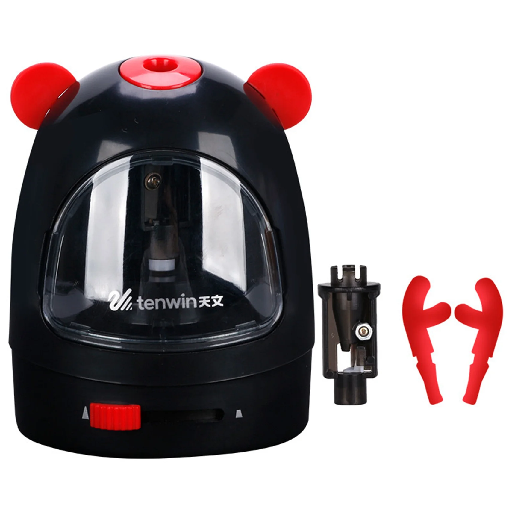 TEN-WIN Electric Pencil Sharpener Cartoon Automatic Pencil Sharpener Stationery for Students School Supplies(Black+Red)