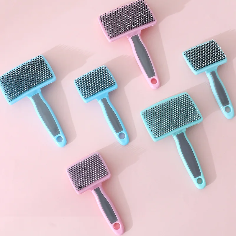 New Dog Brush Stainless Steel Dog Comb Massage Dog Comb Brush Pet Hair Removal Cleaning Tool Soft Handle Cat Comb Brush Cat