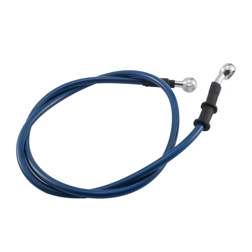 

Motorcycle Brake Clutch Oil Hose Braided Steel Tube Pipe Line Cable 90cm One Side Connector 28° Blue for Motorbike Spare Part