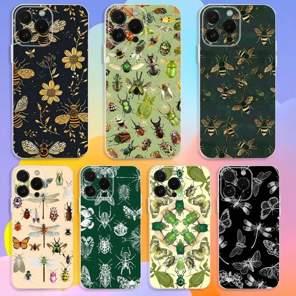 

Biology Art Bugs And Insects Phone Case For iPhone 17,16,15,14,13,12,11 Pro,Max,Plus,X,XS,XR,SE,Mini Transparent Silicone Soft