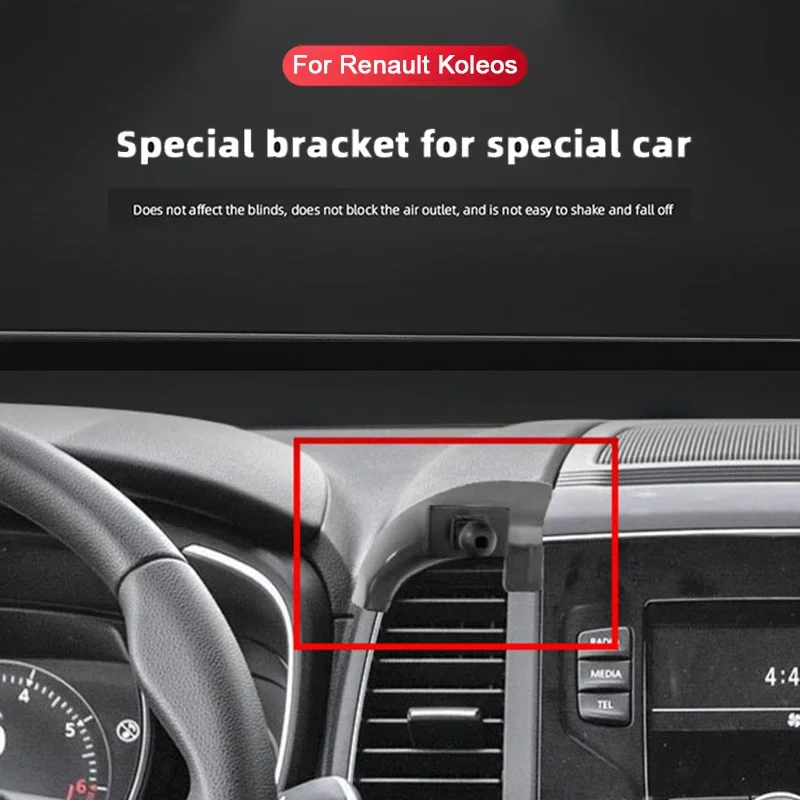 Base de suporte de carro para renault importação koleos fivela base fixa suporte especial do telefone móvel saída ar interior acessórios automóveis