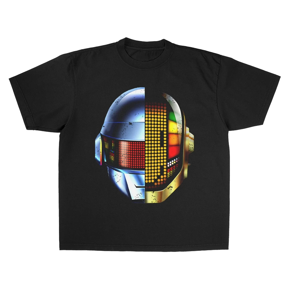 Daft Punk Band Discovery Album Robot Helmets Vintage Style Graphic T-Shirt Cotton Men Women Streetwear Tee