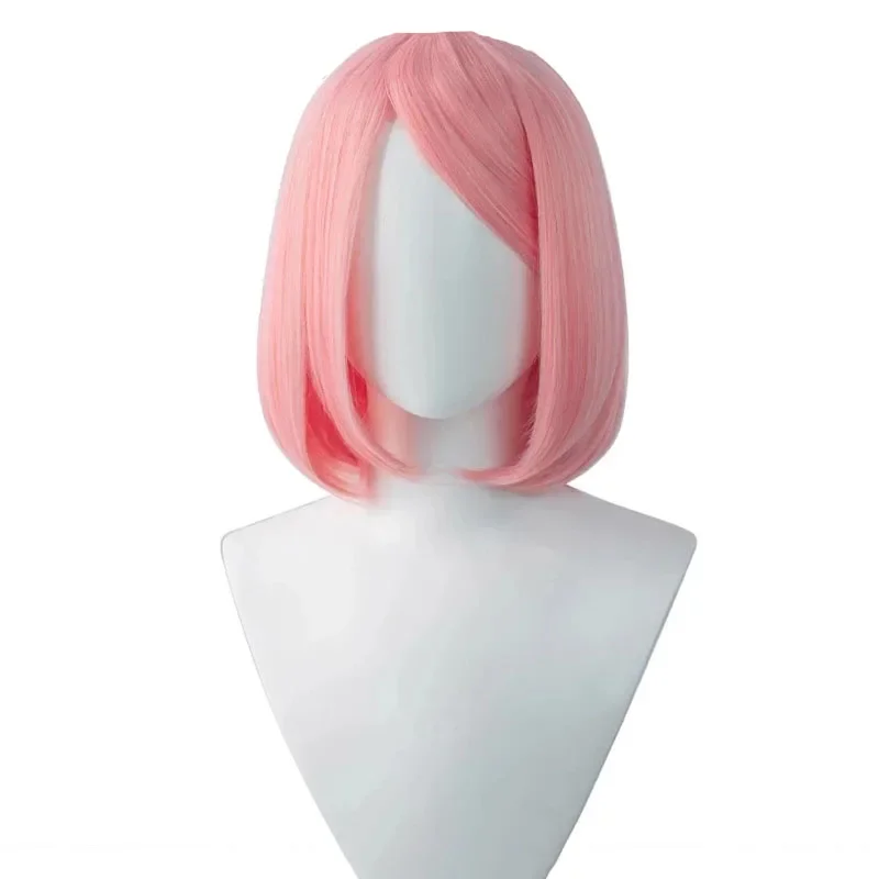 Anime Haruno Sakura Cosplay Traje Perucas, Cabelo curto estilo rosa, Resistente ao calor