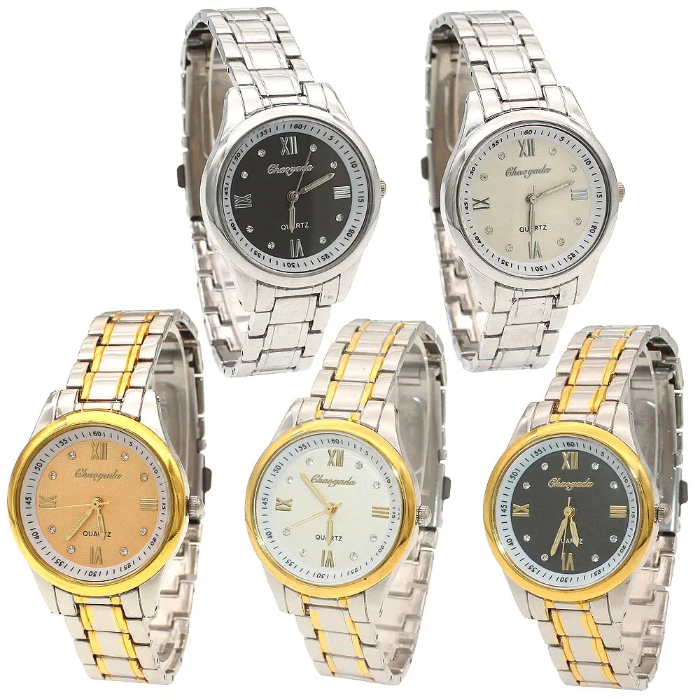 Luxury 5Pcs Set Gold White Black Alloy Strap Quartz Movement Fashion Sports Dress Wristwatch - Fashion Jewelry