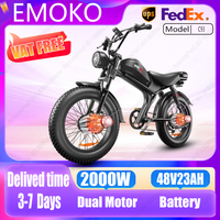 Electric Bike 2000W Dual Brushless Motor 48V23AH Lithium Battery Mountain Hydraulic Brake E-bike 20-In Fat Tire Electric Bicycle