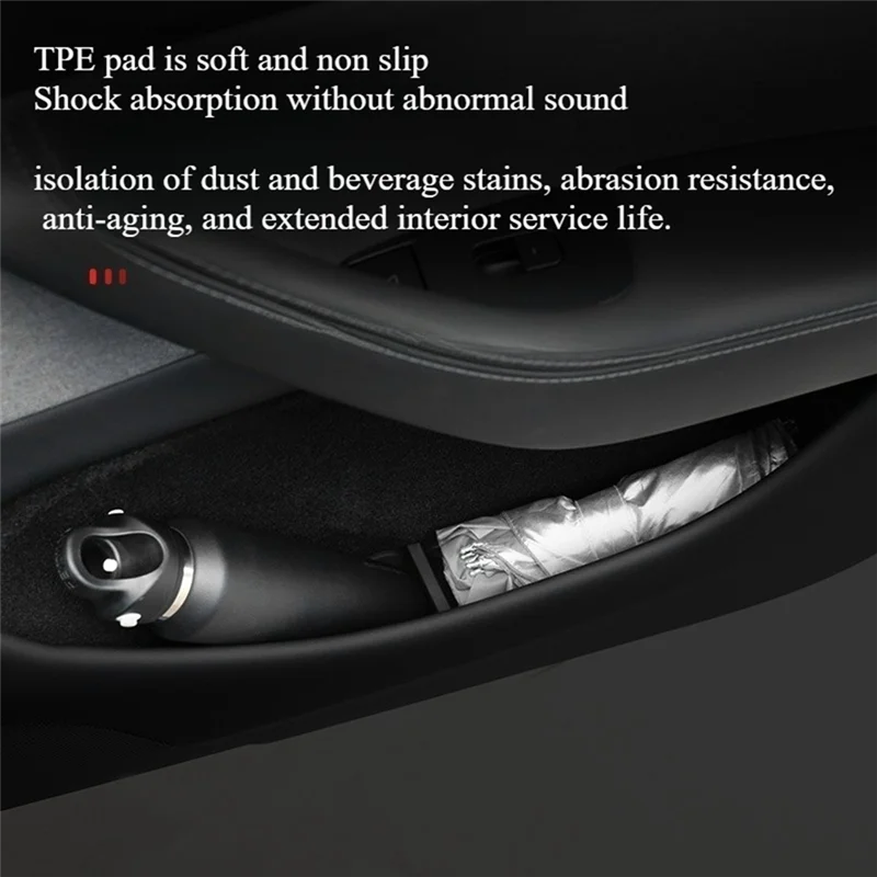 

For Tesla Model Y Juniper 2025 Door Side Pocket Storage Box+ Water Cup Holder Mat Interior Accessories