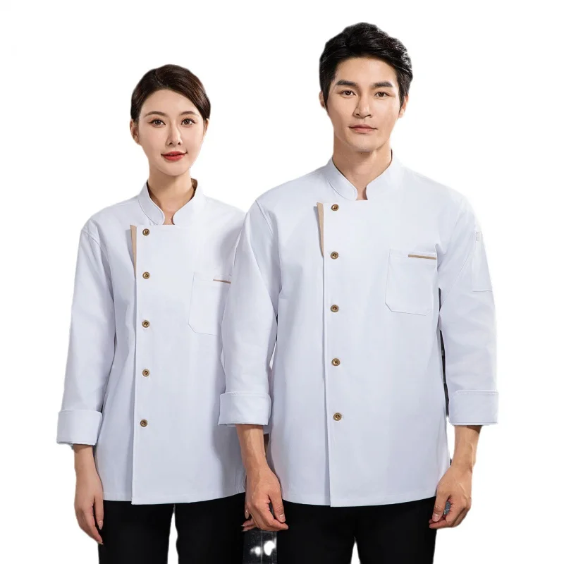 Chef Overalls Long Sleeve Winter Men's Catering Restaurant Hot Pot Restaurant Kitchen Cook Clothes Canteen Waiter Long Sleeve